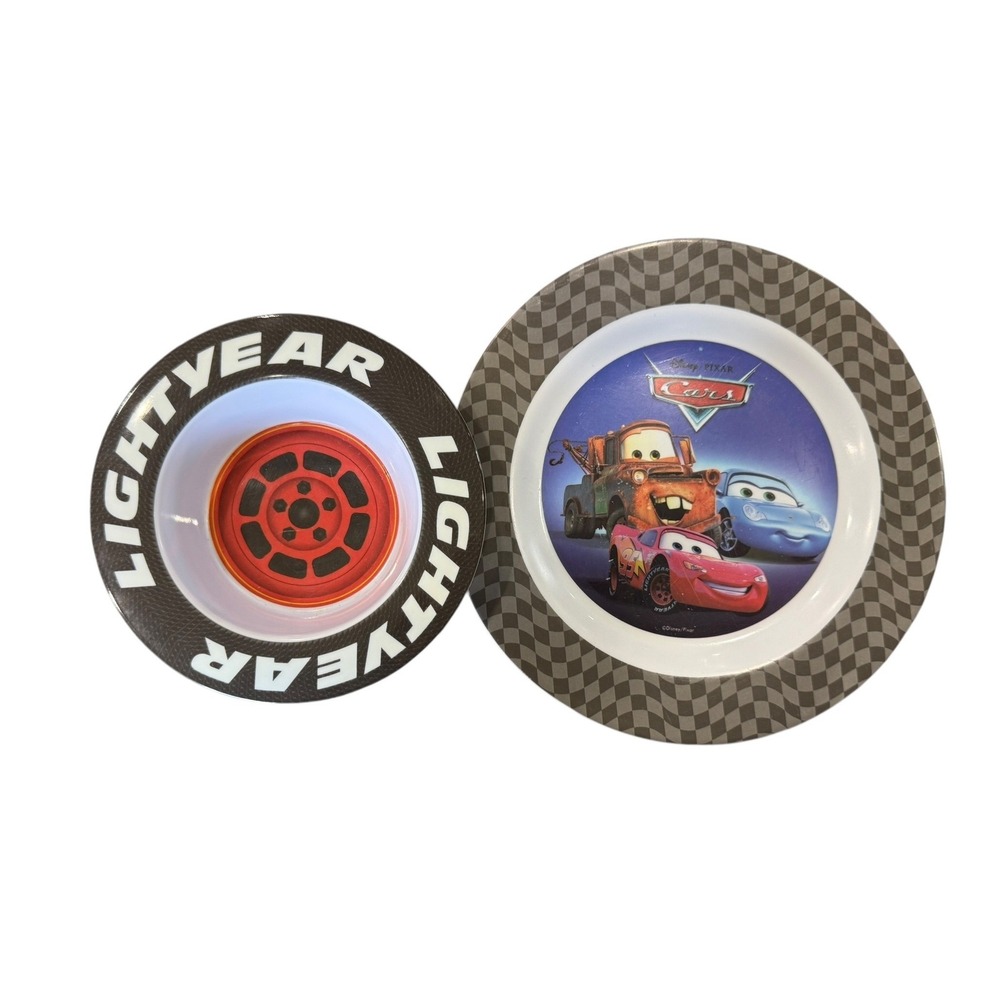 Vintage Cars Melamine Plate‎ Bowl Set Lightning McQueen Mater Toddler Feeding